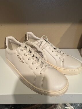 Coach Ivory Leather Low-Top Sneakers